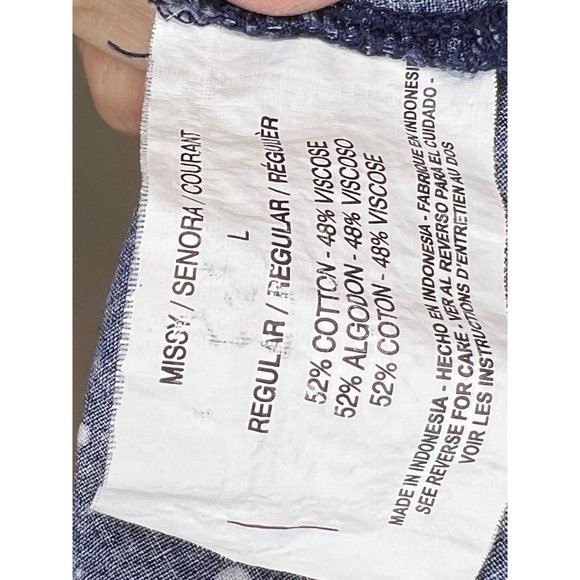 Gloria Vanderbilt Casuals Women's Sleeveless Blouse Size Large Blue with White C - Picture 14 of 14